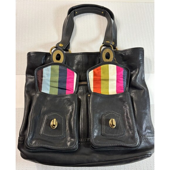 COACH XL Gigi 65th Anniversary Legacy Leather Tote, Black Great Condition, 11131 - Picture 12 of 13